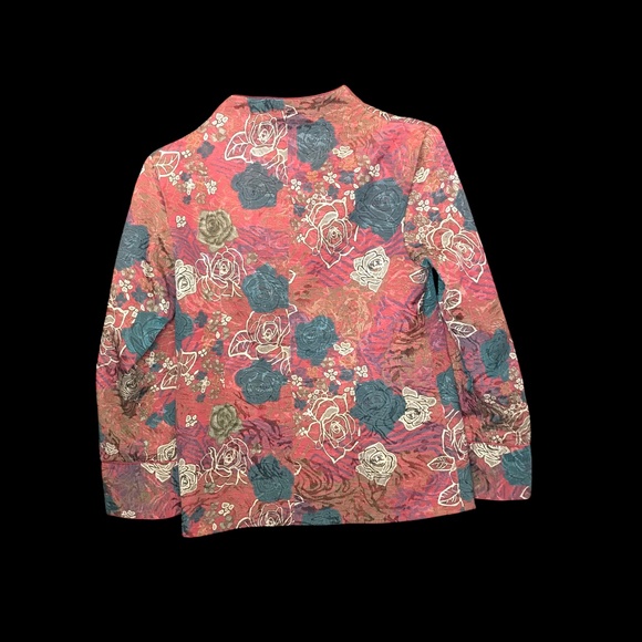 Asian Style Floral Jacket Size M/L /Oriental /Bohemian Brocade Button - Picture 3 of 12